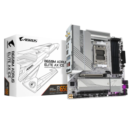 Matična plošča GIGABYTE B650M AORUS ELITE AX ICE, DDR5, WiFi 6E, AM5 mATX