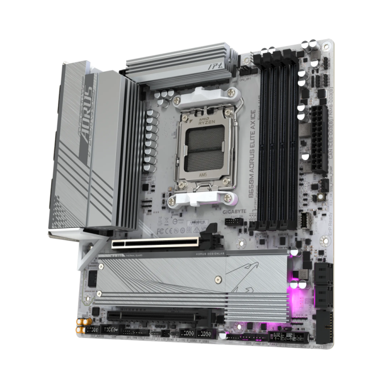 Matična plošča GIGABYTE B650M AORUS ELITE AX ICE, DDR5, WiFi 6E, AM5 mATX
