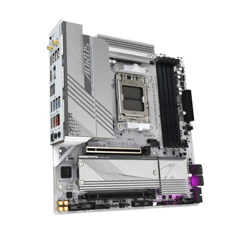 Matična plošča GIGABYTE B650M AORUS ELITE AX ICE, DDR5, WiFi 6E, AM5 mATX