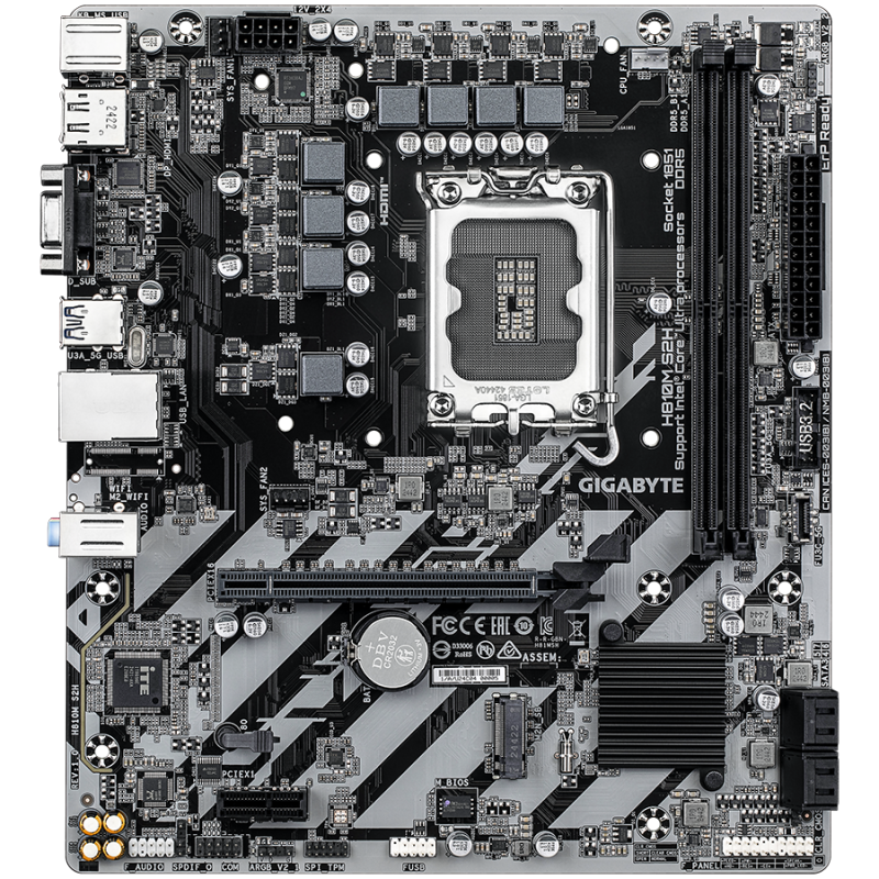 Matična plošča GIGABYTE H810M S2H, DDR5, SATA3, DP, USB3.2Gen1, LGA1851 mATX