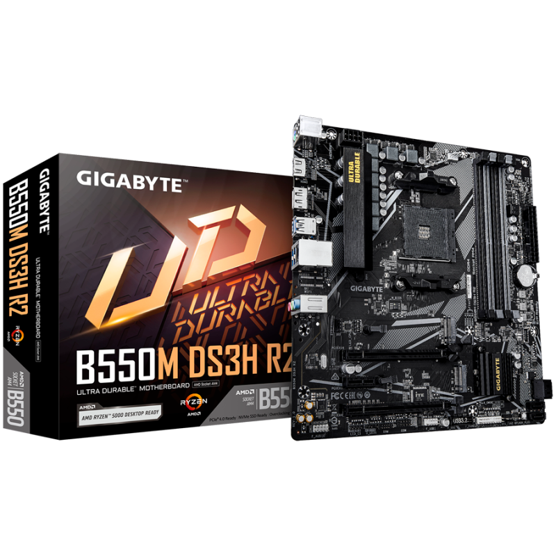 Matična plošča GIGABYTE B550M DS3H R2, AM4, DDR4, mATX
