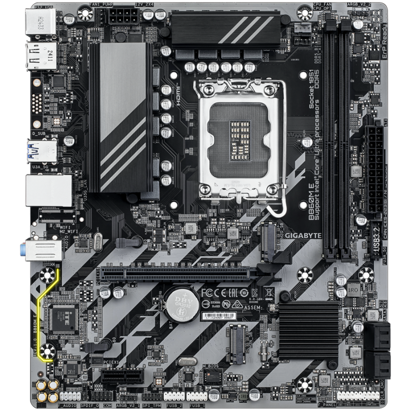 Matična plošča GIGABYTE B860M E, DDR5, LGA1851, mATX