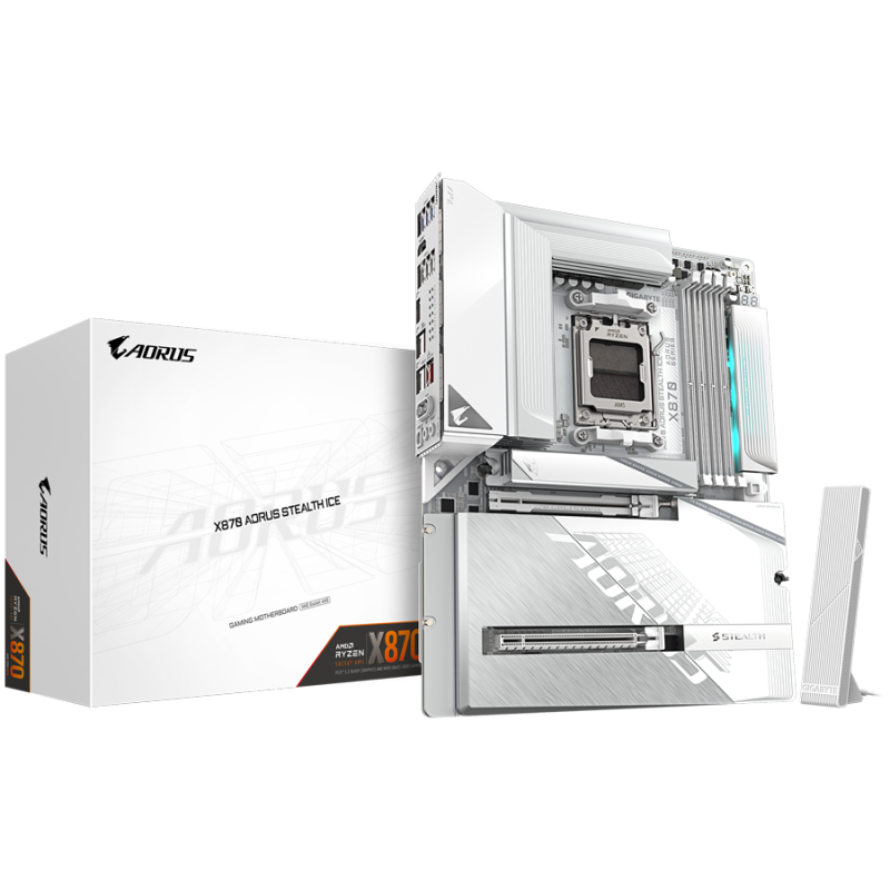 Matična plošča GIGABYTE X870 AORUS STEALTH ICE, DDR5, AM5, ATX