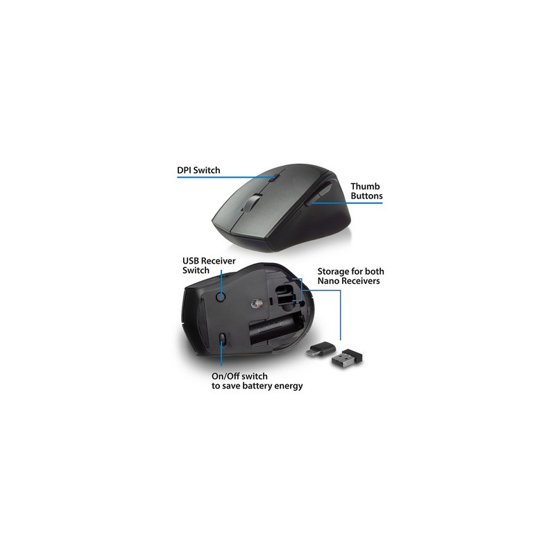 Miška Ewent Dual-Connect Silent Wireless, črna