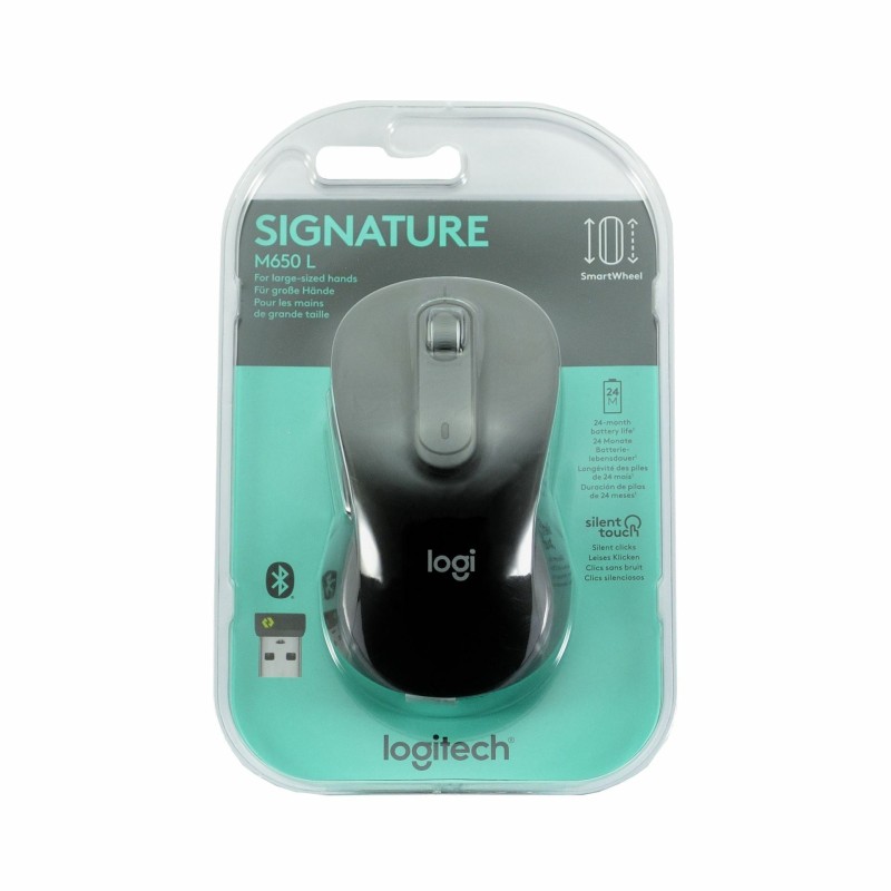 Miška Logitech Signature M650, velikost L, Bluetooth, grafitna barva