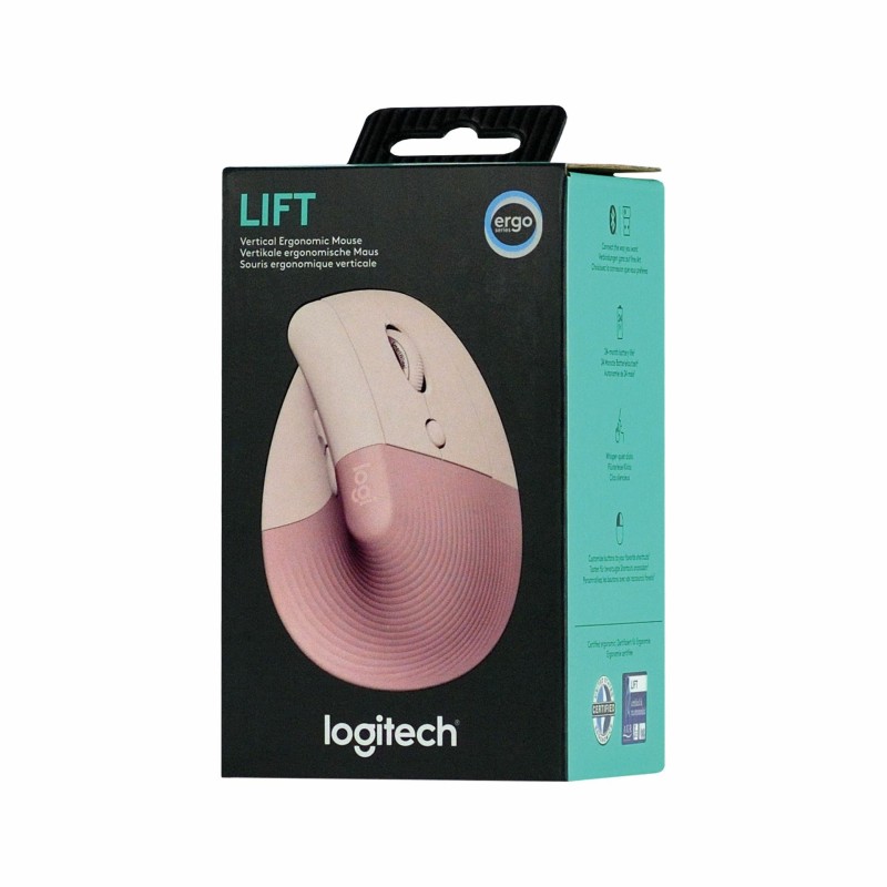 Miška Logitech Lift Vertical Ergonomic, roza