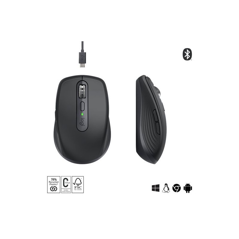Miška Logitech MX Anywhere 3S, Bluetooth, DarkField laser, grafitna