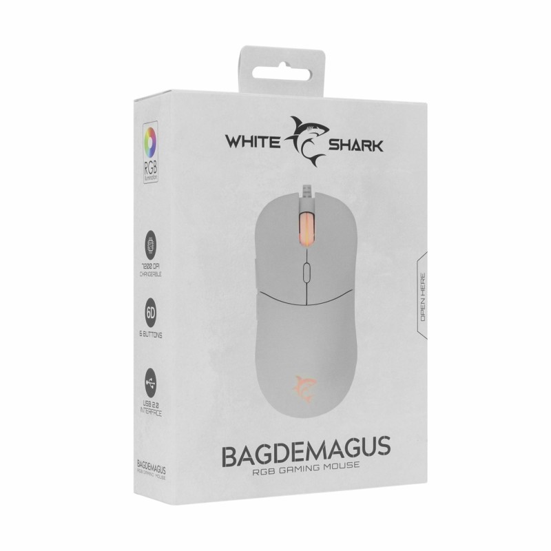 Miška WHITE SHARK BAGDEMAGUS bela, GM-5010