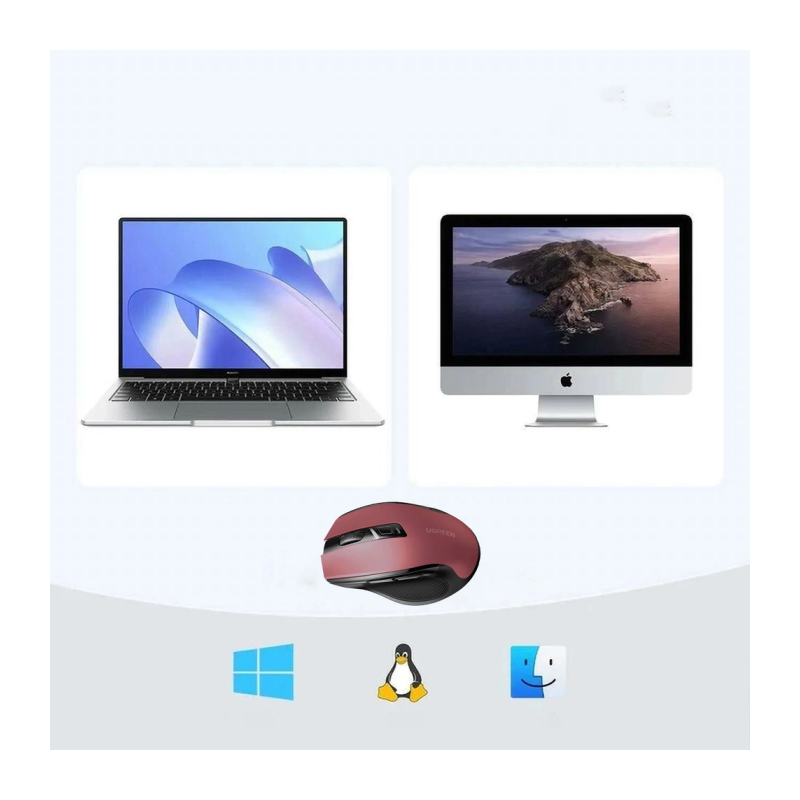 Miška Ugreen z USB sprejemnikom, rdeča