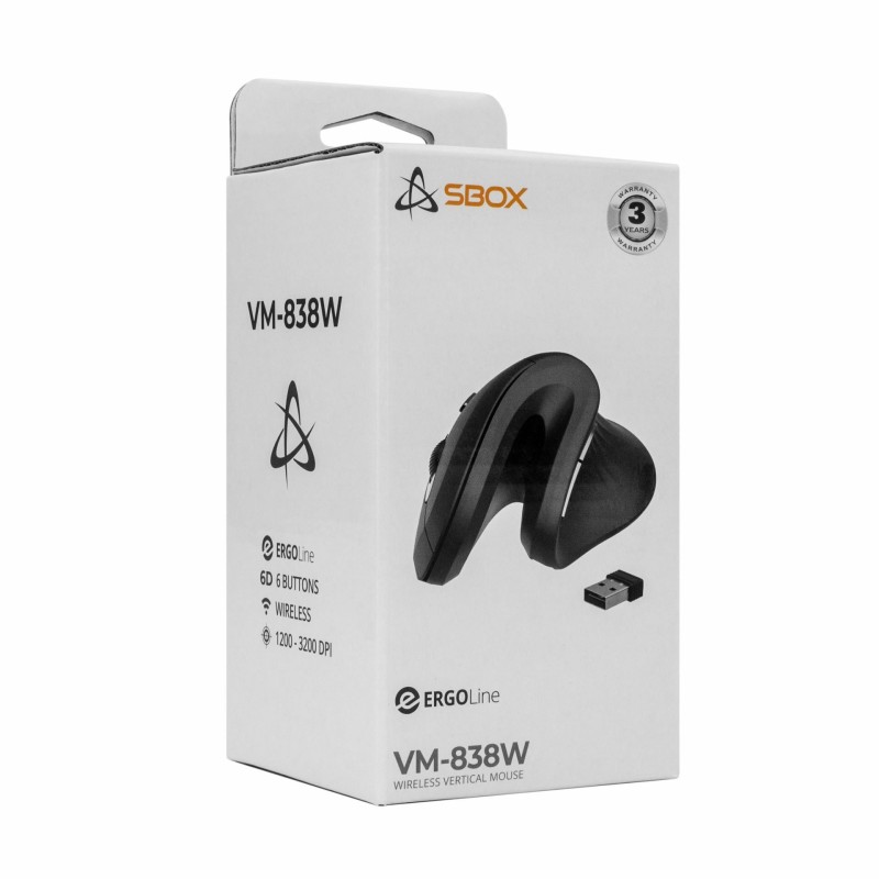 Miška SBOX VM-838B, vertikalna, črna