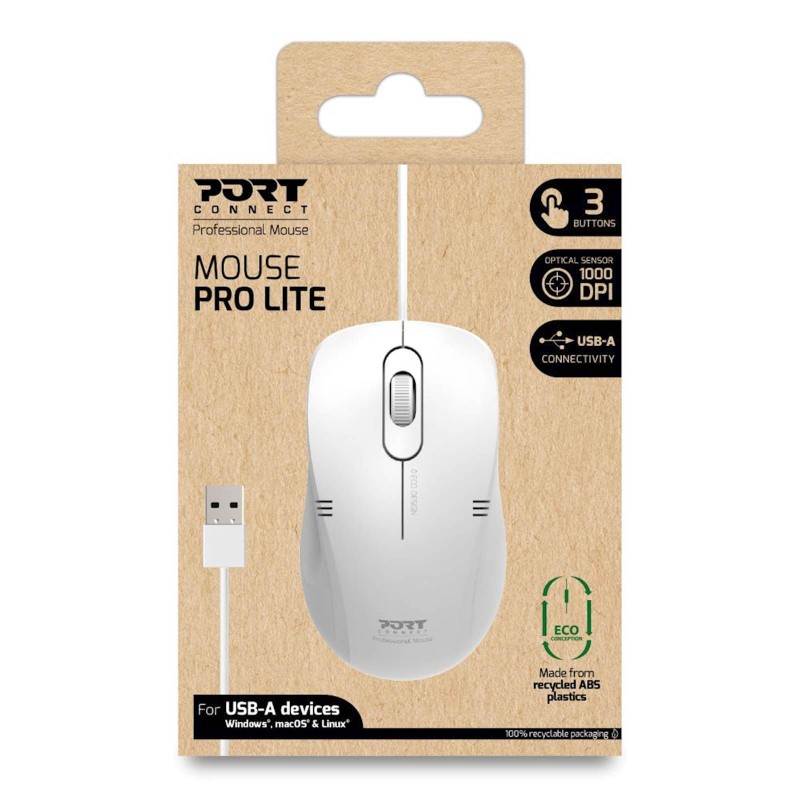 Miška PORT Pro Lite, bela