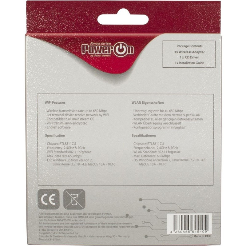 Brezžična mrežna kartica INTER-TECH DMG-04 WiFi 5 nano USB adapter