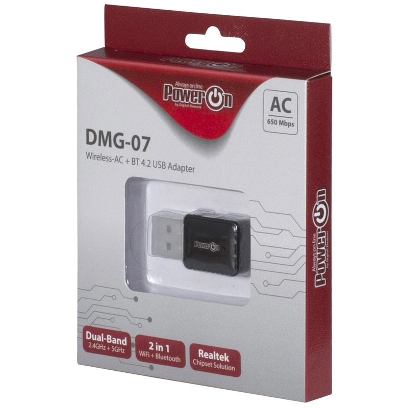Brezžična mrežna kartica INTER-TECH DMG-07 AC-650, USB, BT