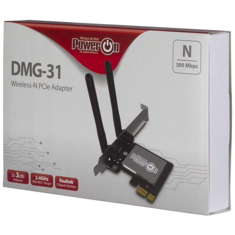 Brezžična mrežna kartica INTER-TECH DMG-31, 300Mbps, PCIe