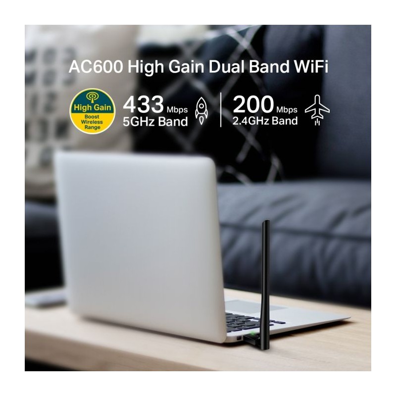 Brezžična mrežna kartica TP-LINK Archer T2U Plus, 600 Mbps, USB