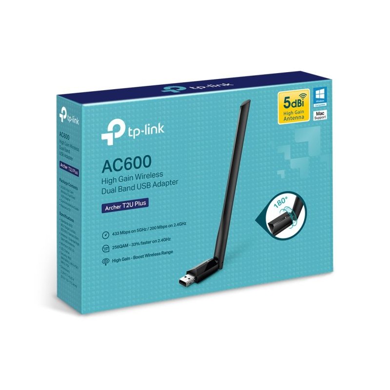 Brezžična mrežna kartica TP-LINK Archer T2U Plus, 600 Mbps, USB
