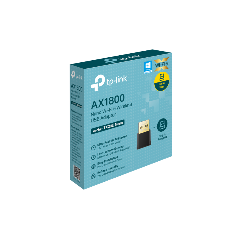 Brezžična mrežna kartica TP-LINK Archer TX20U NANO AX1800 Wi-Fi 6 USB, brezžična