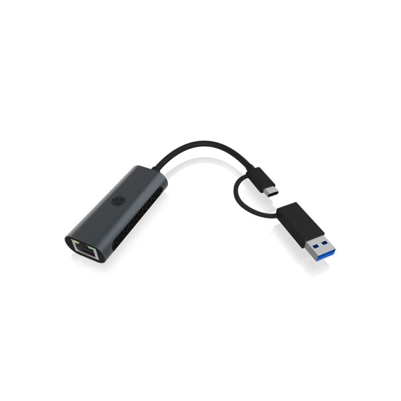 Adapter Icybox IB-LAN301-C3, USB-A/C na RJ-45