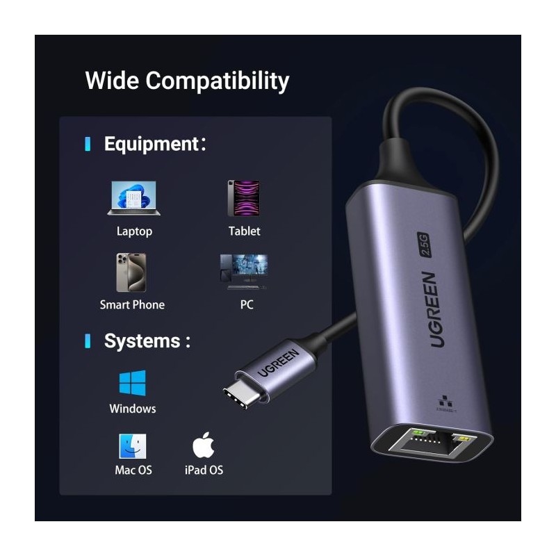 Mrežni adapter Ugreen 25052, USB-C na RJ45
