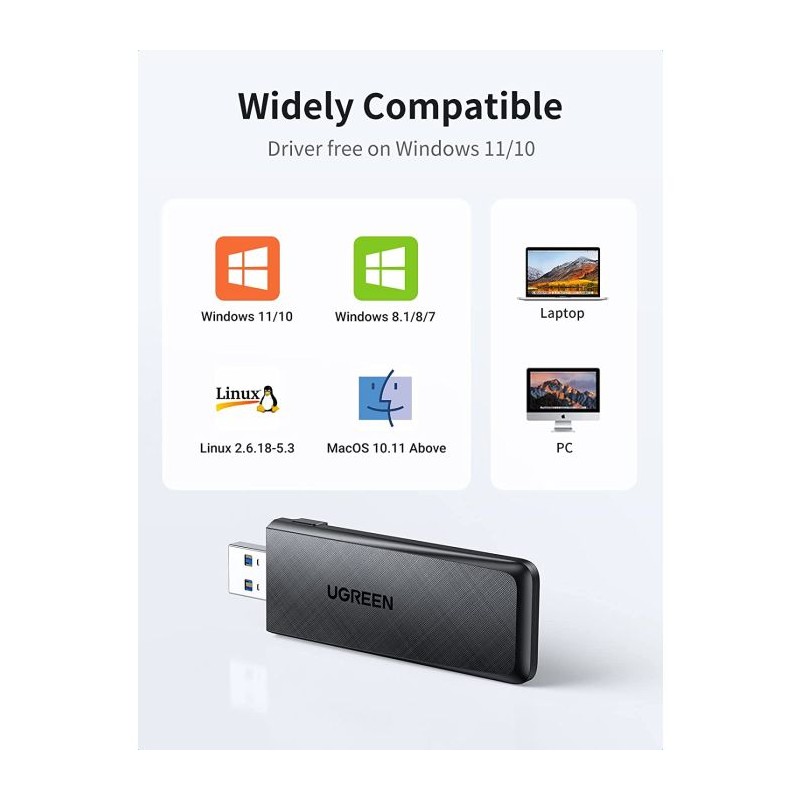 Brezžični mrežni adapter Ugreen 50340, Wi-Fi 5, USB 3.0