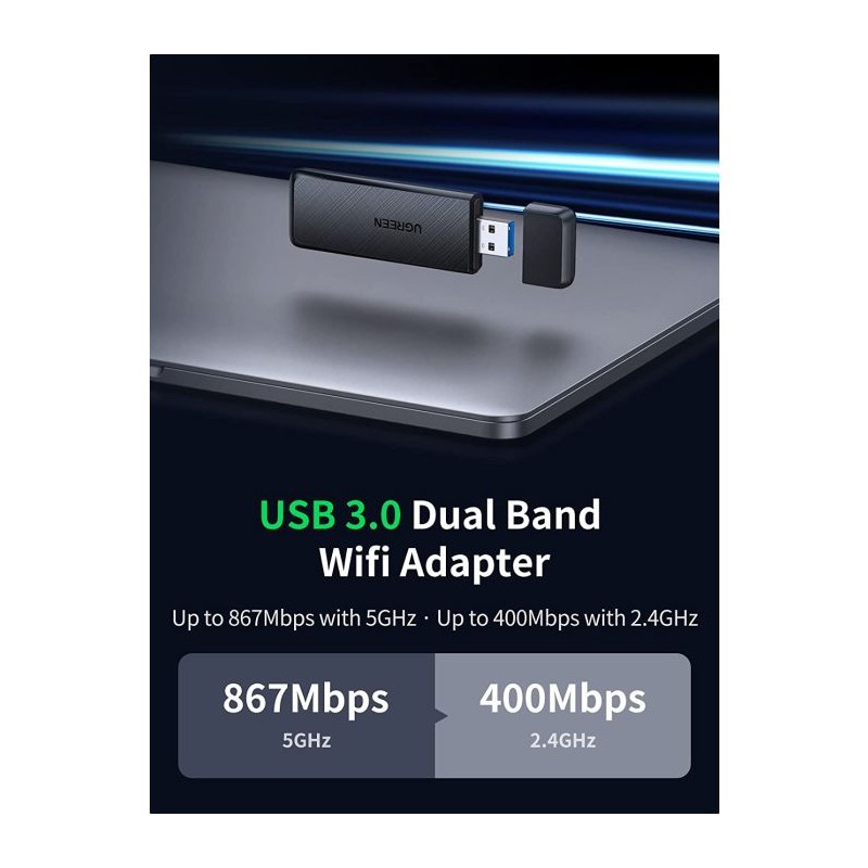 Brezžični mrežni adapter Ugreen 50340, Wi-Fi 5, USB 3.0