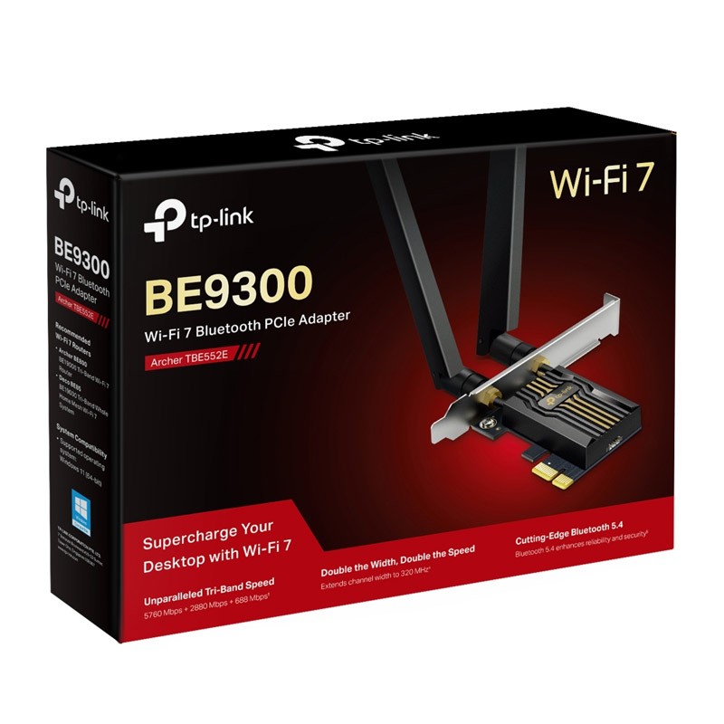 Brezžična mrežna kartica TP-Link TBE552E, Wi-Fi 7, Bluetooth 5.4, PCIe