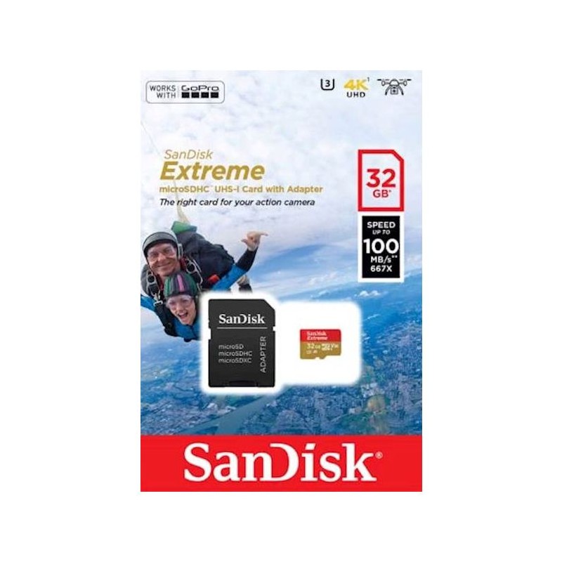 SanDisk Extreme microSDHC 32GB + SD Adapter C10 V30 UHS-I U3