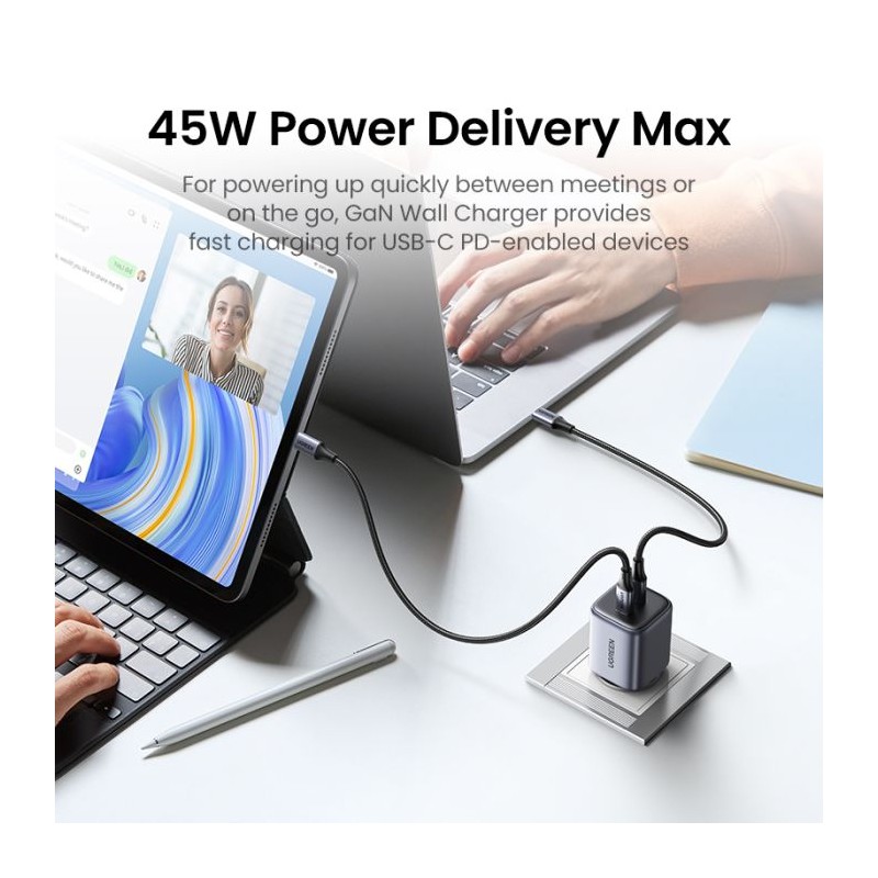 Polnilec Ugreen Nexode 45W, USB-C, GaN II, PD 3.0