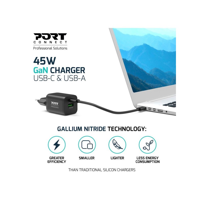 Polnilec PORT USB-C, USB-A 45W