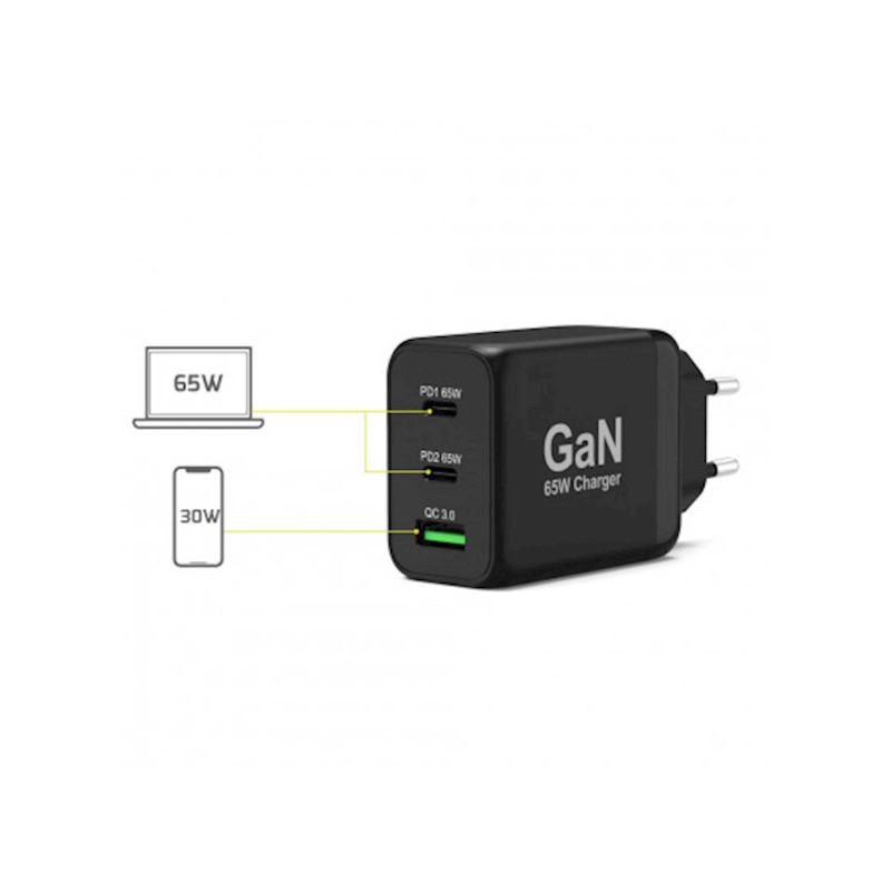 Polnilec PORT USB-C, USB-A 65W