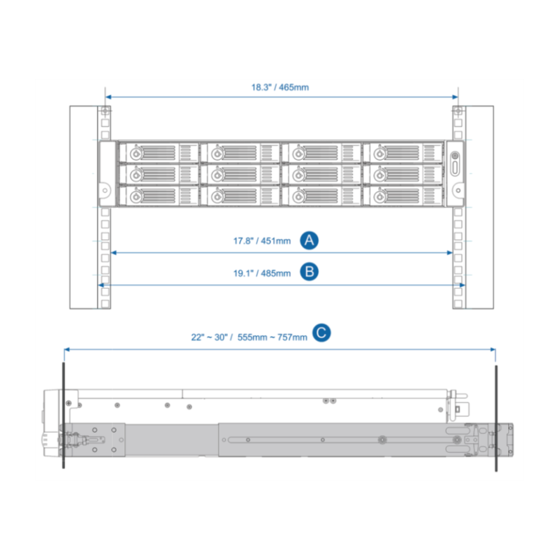 Sanke za NAS strežnik QNAP 2U RAIL-B02 (rail kit)
