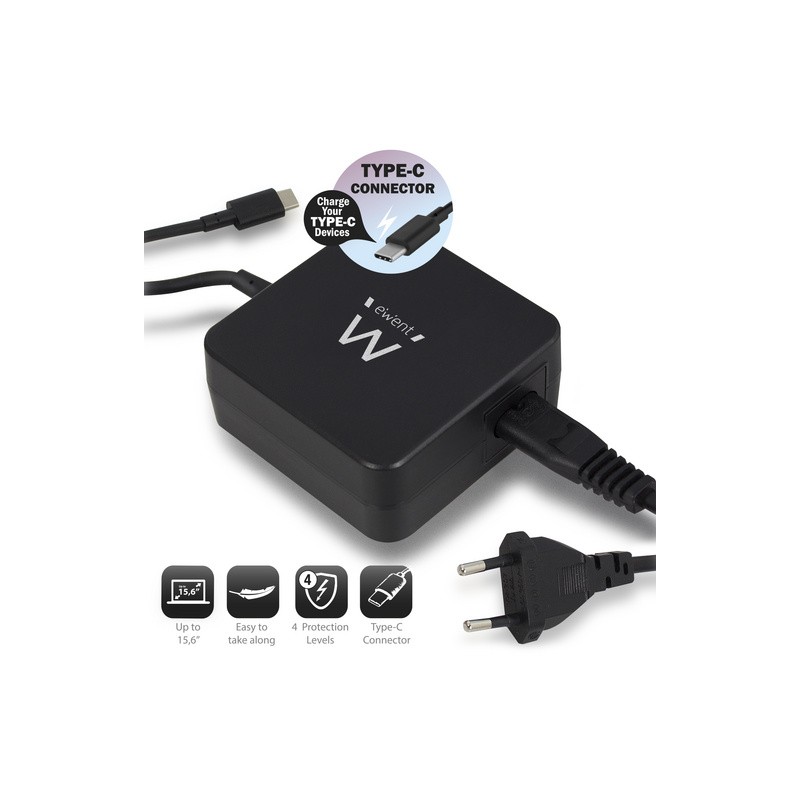 Napajalnik za prenosnike Ewent, USB Type-C, 65W