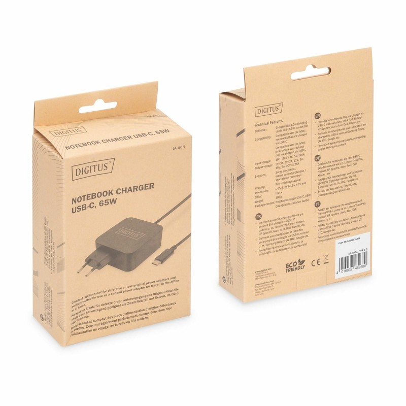 Napajalnik za prenosnike Digitus 65W, USB-C, DA-10071