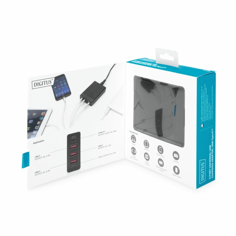 Univerzalni napajalnik Digitus za prenosnike USB-C + 3xUSB-A 72W