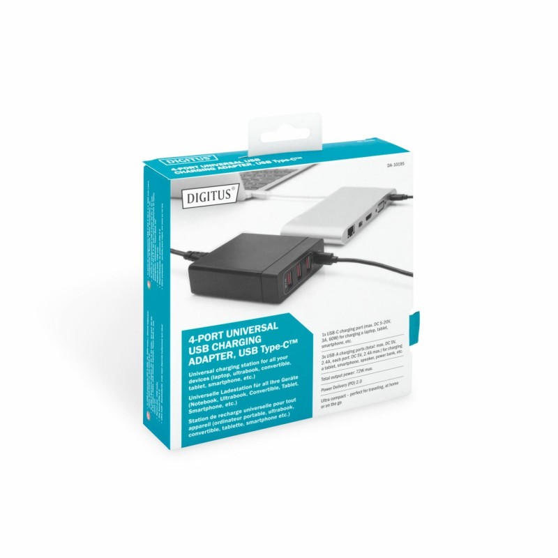 Univerzalni napajalnik Digitus za prenosnike USB-C + 3xUSB-A 72W