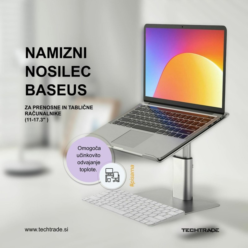 Baseus podstavek ALU za prenosnik srebrn LUJS000012