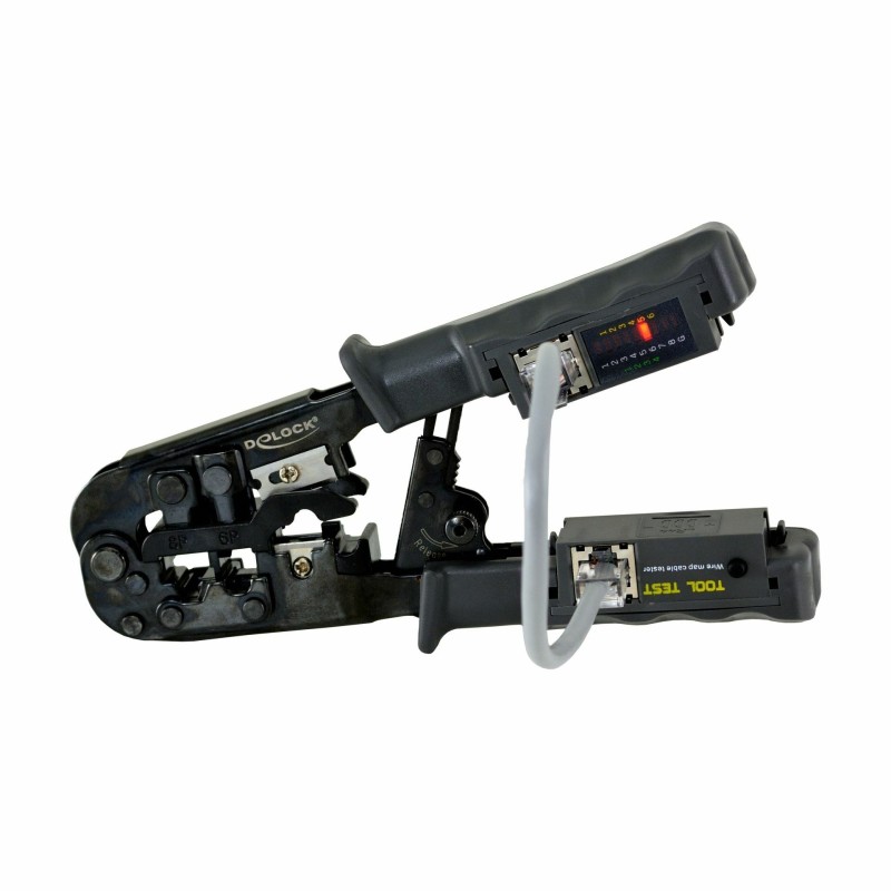 Klešče za RJ45/RJ10/RJ11/RJ12 konektorje + mrežni tester Delock