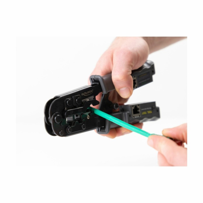 Klešče za RJ45/RJ10/RJ11/RJ12 konektorje + mrežni tester Delock