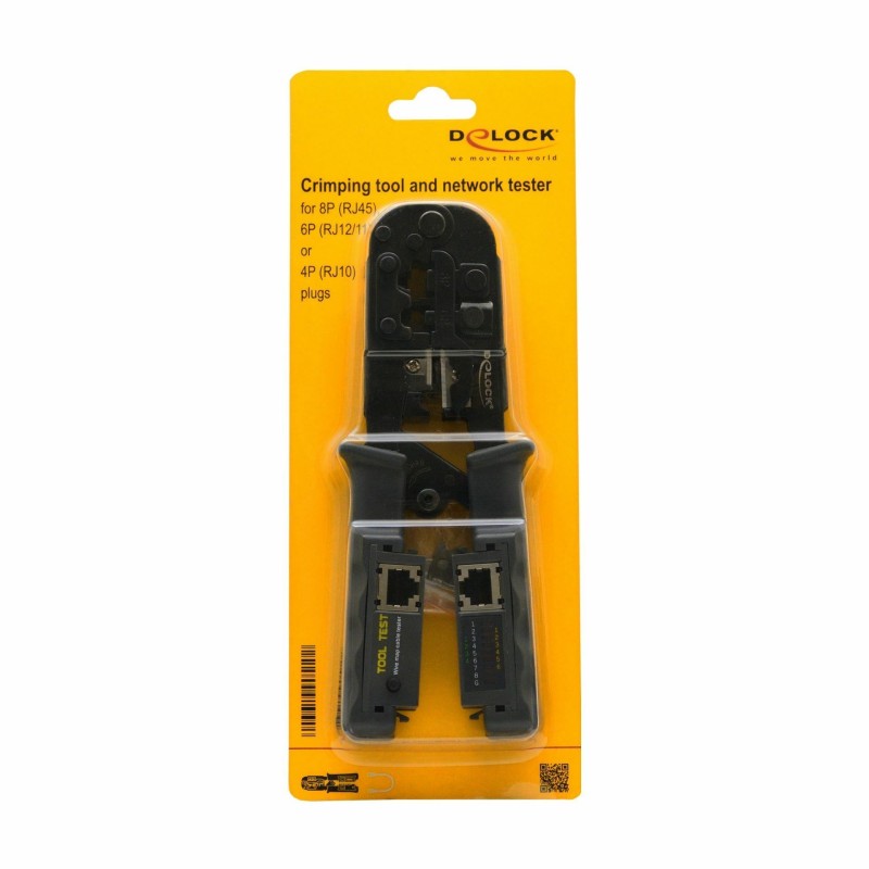 Klešče za RJ45/RJ10/RJ11/RJ12 konektorje + mrežni tester Delock