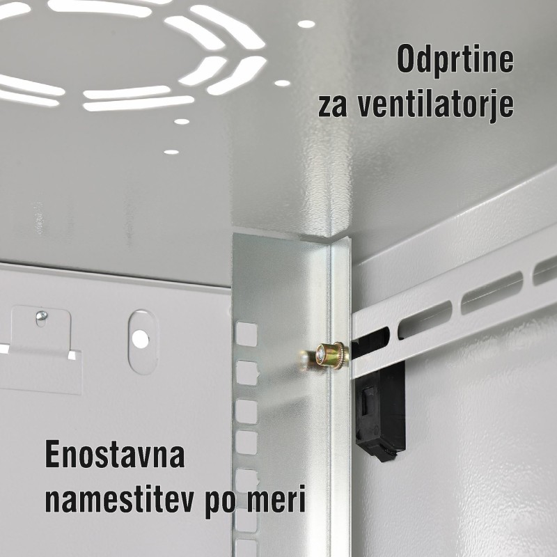 Zidni kabinet Digitus 12U 638 600x600, siv, sestavljen