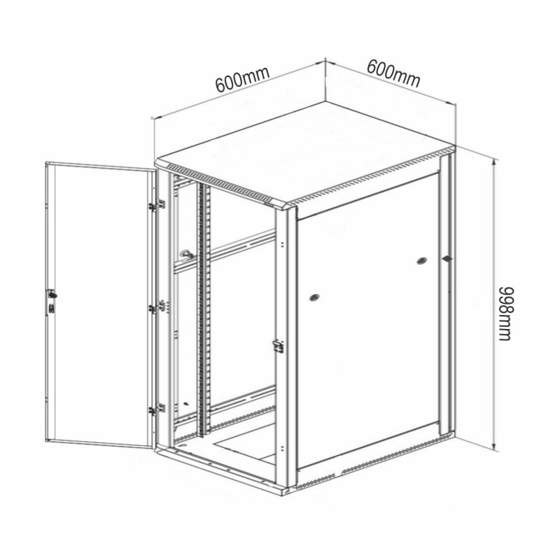Zidni kabinet Digitus 20U 998 600x600, siv, sestavljen
