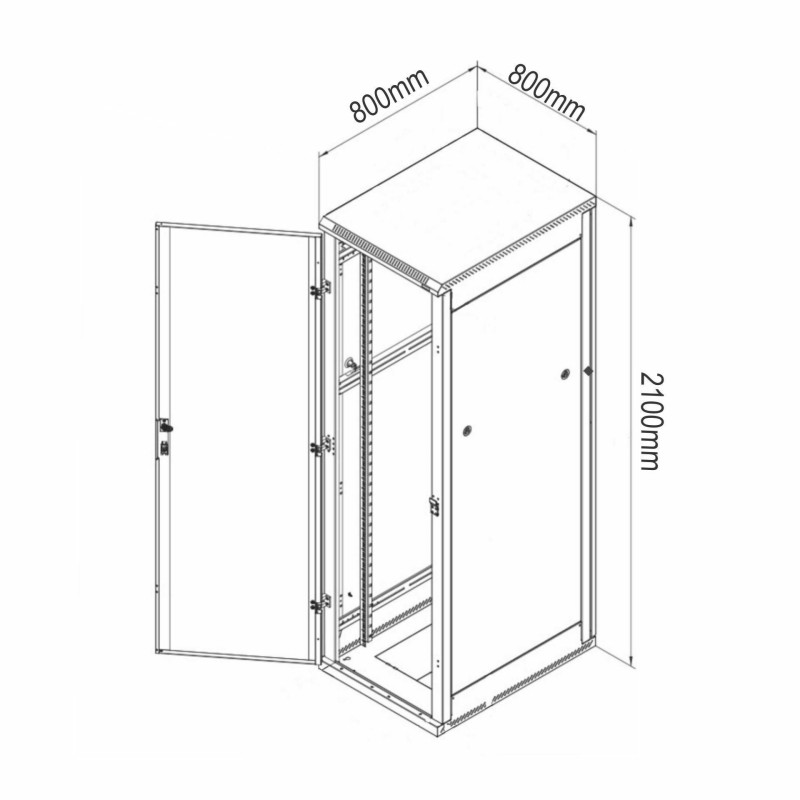 Samostoječi kabinet Digitus 42U 2100 800x800, siv, sestavljen