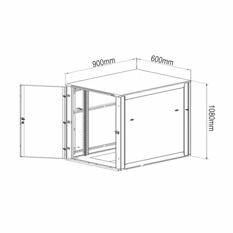 Samostoječi kabinet Triton 22U 1080 600x900, siv, sestavljen