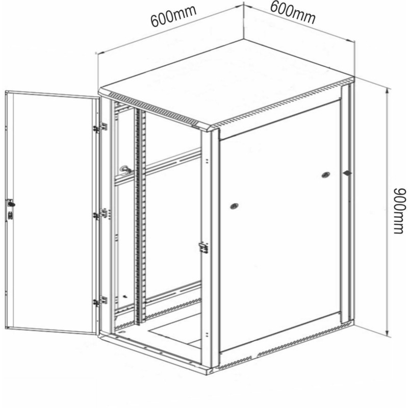 Samostoječi kabinet Triton 18U 900 600x600, črn, sestavljen