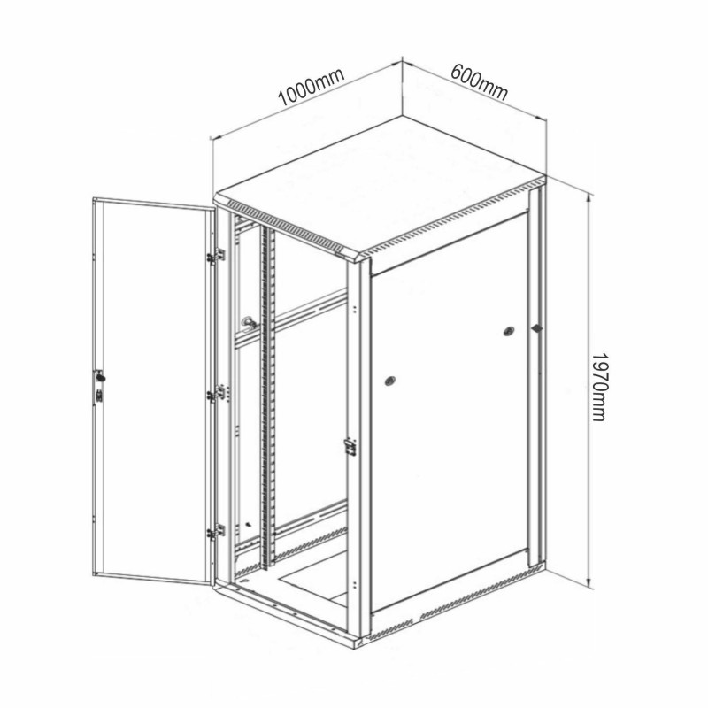 Samostoječi kabinet Triton 42U 1970 600x1000, siv, sestavljen