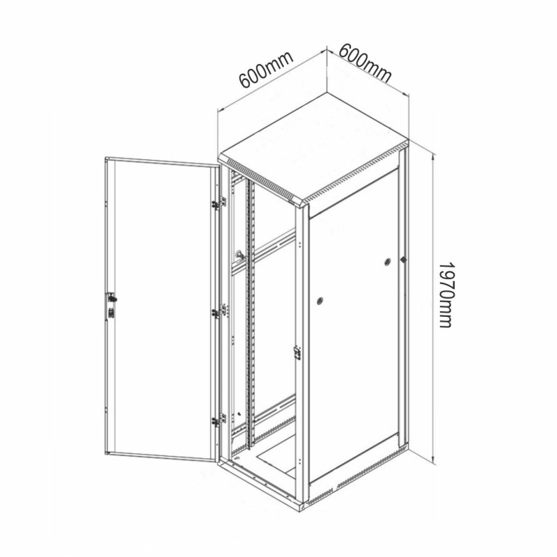 Samostoječi kabinet Triton 42U 1970 600x600, siv, sestavljen
