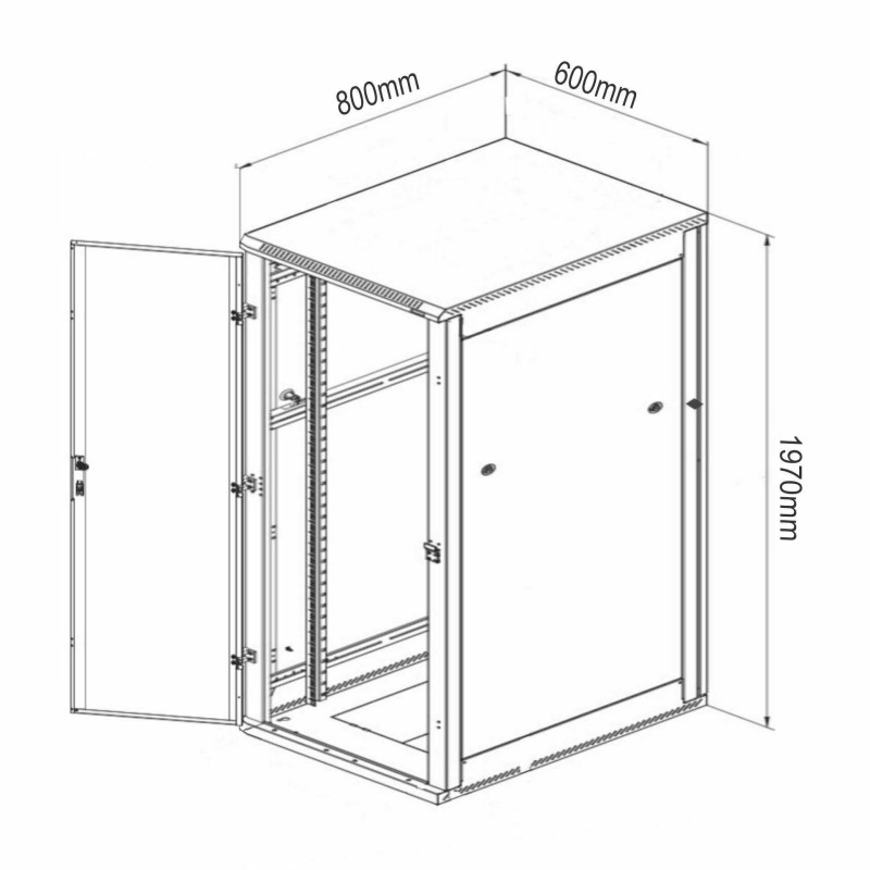Samostoječi kabinet Triton 42U 1970 600x800, siv, sestavljen, perf. vrata