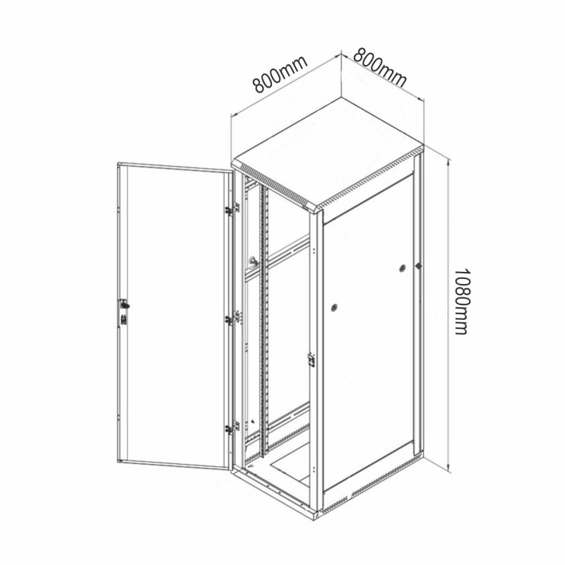 Samostoječi kabinet Triton 22U 1080 800x800, siv, sestavljen