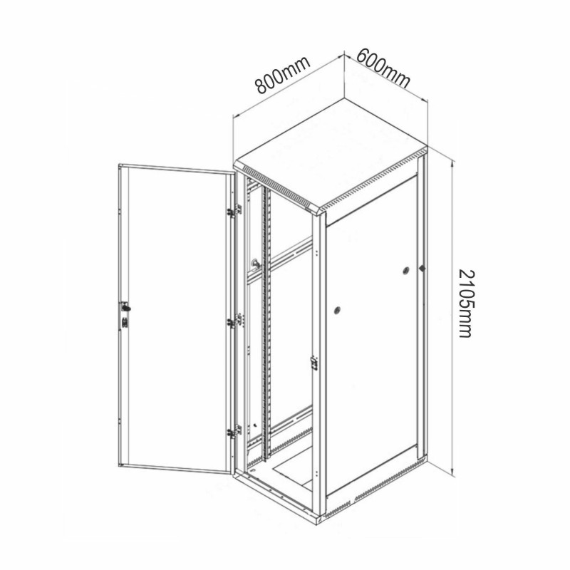 Samostoječi kabinet Triton 45U 2105 600x800, siv, sestavljen