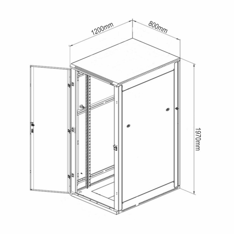 Samostoječi kabinet Triton 42U 1970 800x1200, siv, sestavljen